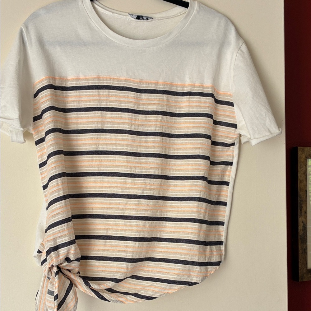 Zara cotton short sleeve side tie shirt